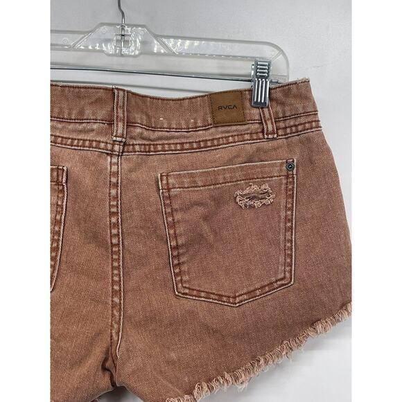 RVCA Hello Mellow Brown Cutoff Denim Jean Shorts Frayed Edge Women’s Size 29 - Picture 5 of 12